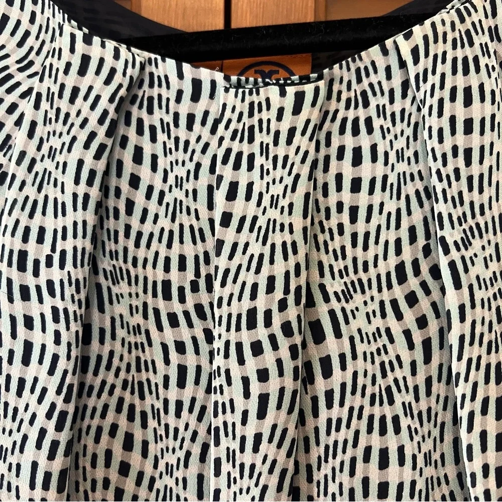Tory Burch navy blue and White Patterned silk dress Dress 14 sleeveless